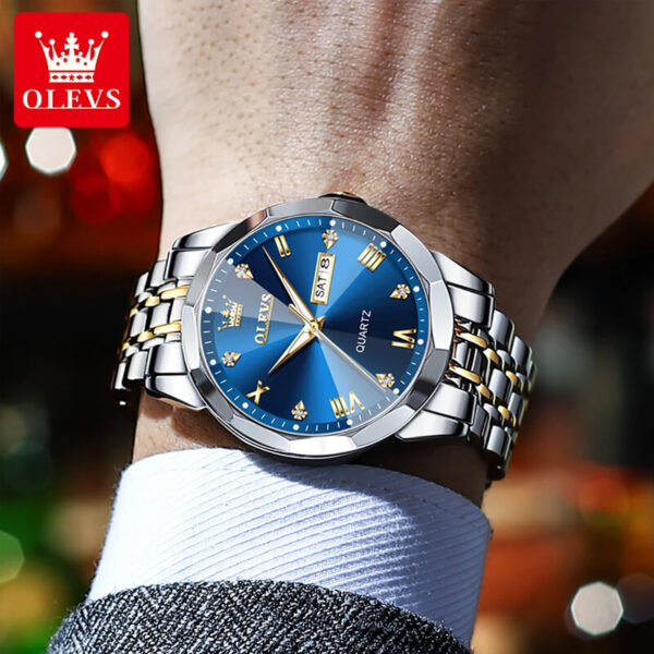 OLEVS 9931G New Exclusive Design Quartz Watch for Men blue - Image 2